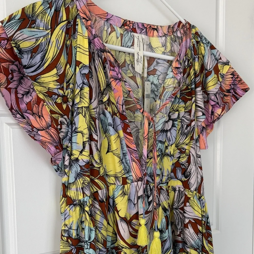 Anthropologie Colorful Floral Mini Dress - Picture 2 of 8